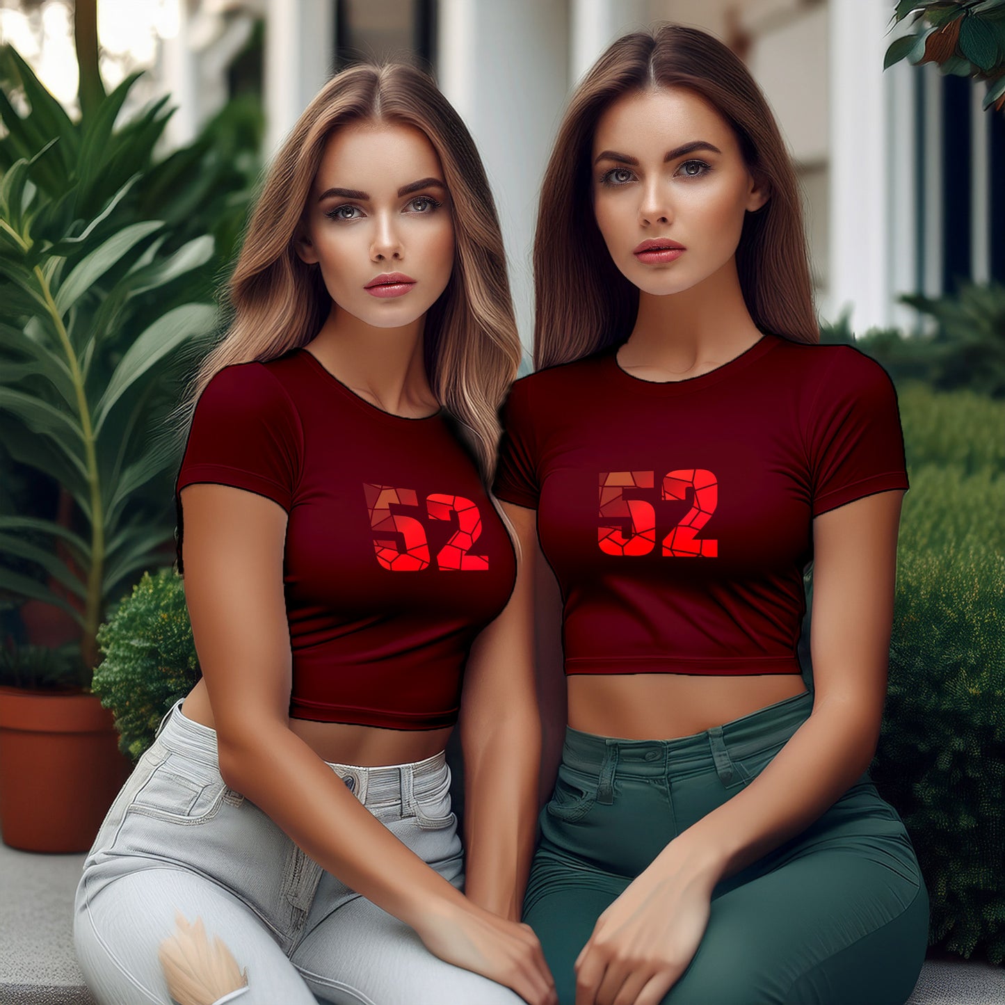 52 Number Women Crop Top (Maroon)
