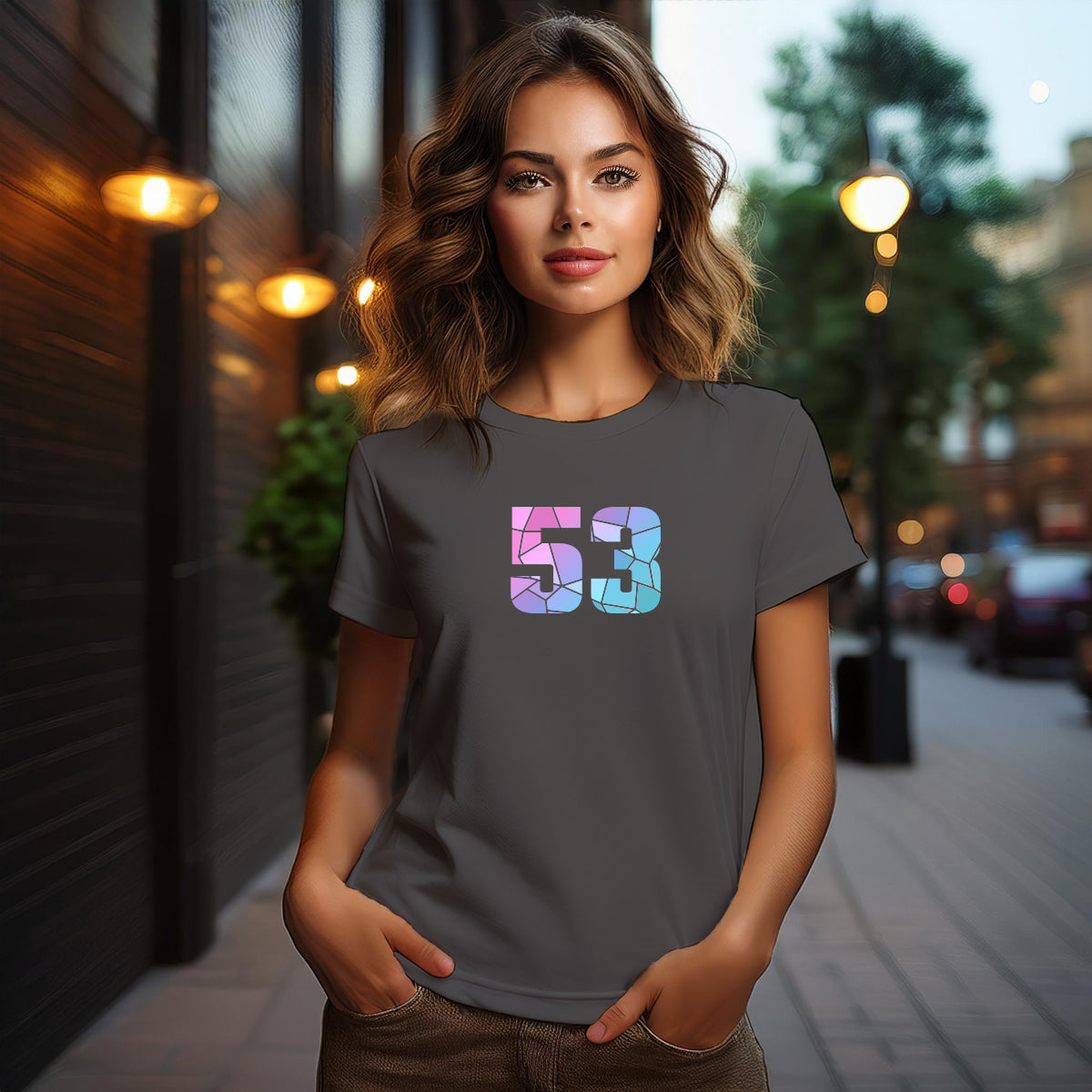 53 Number Women T-Shirt (Charcoal Grey)