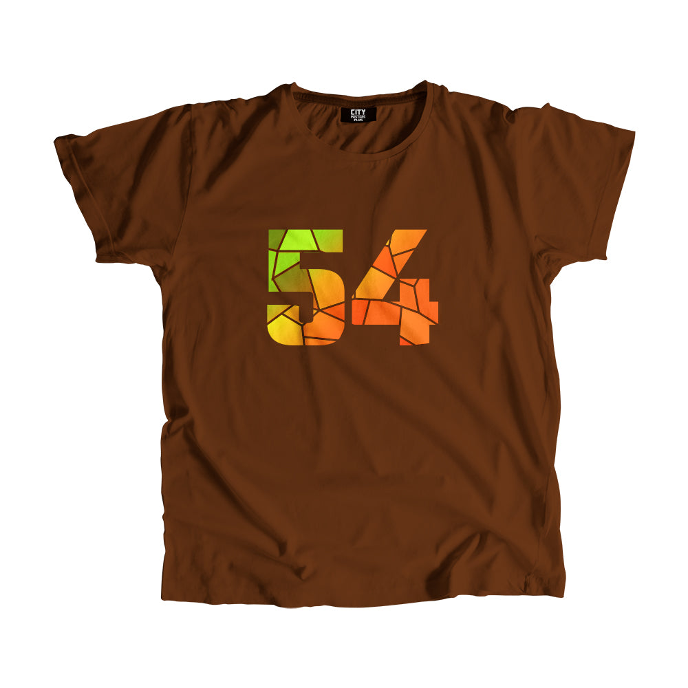 54 Number Men Unisex T-Shirt (Brown)