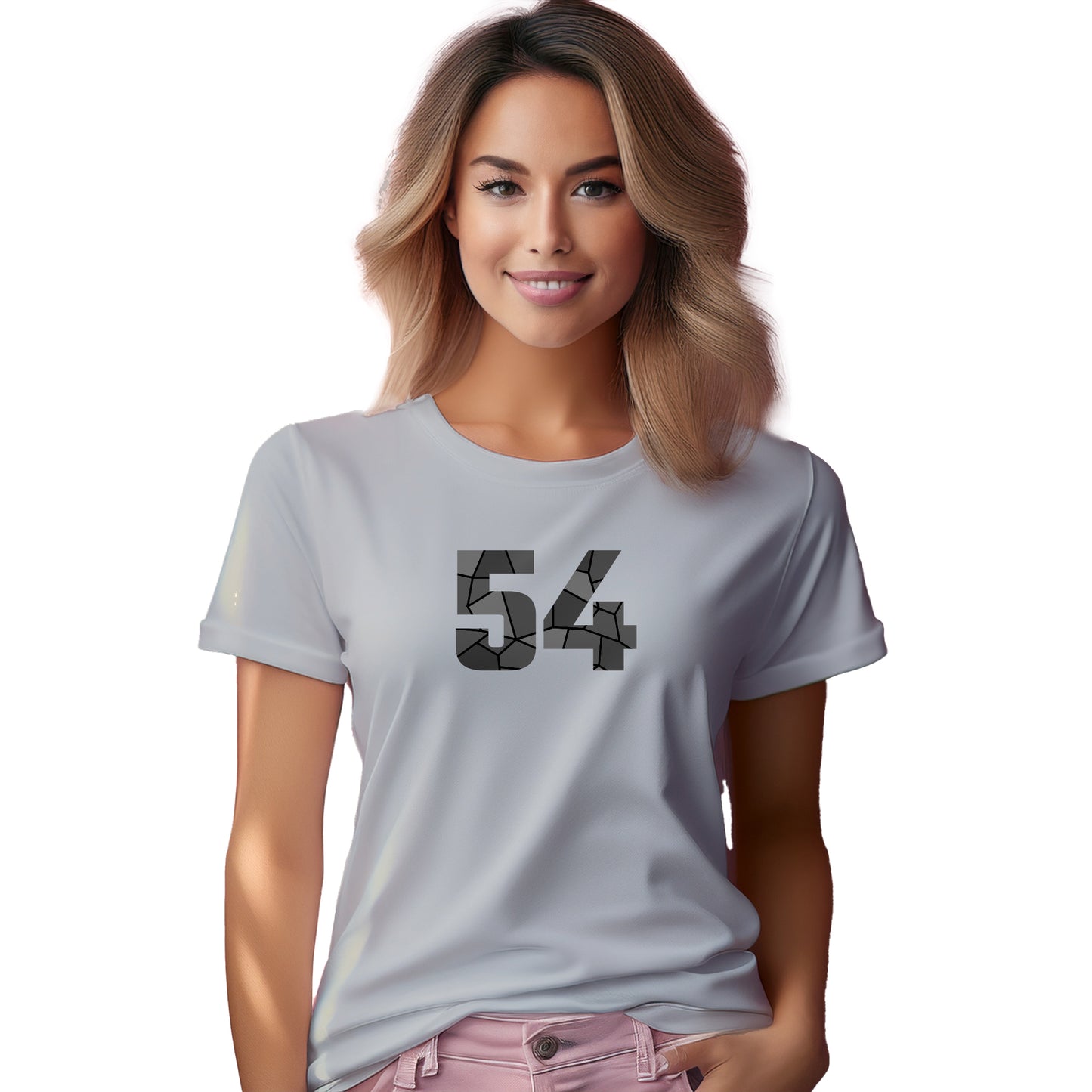54 Number Women T-Shirt (Melange Grey)