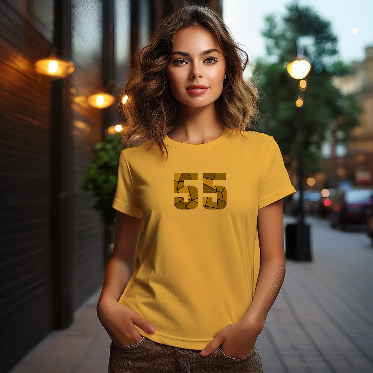 55 Number Women T-Shirt (Golden Yellow)