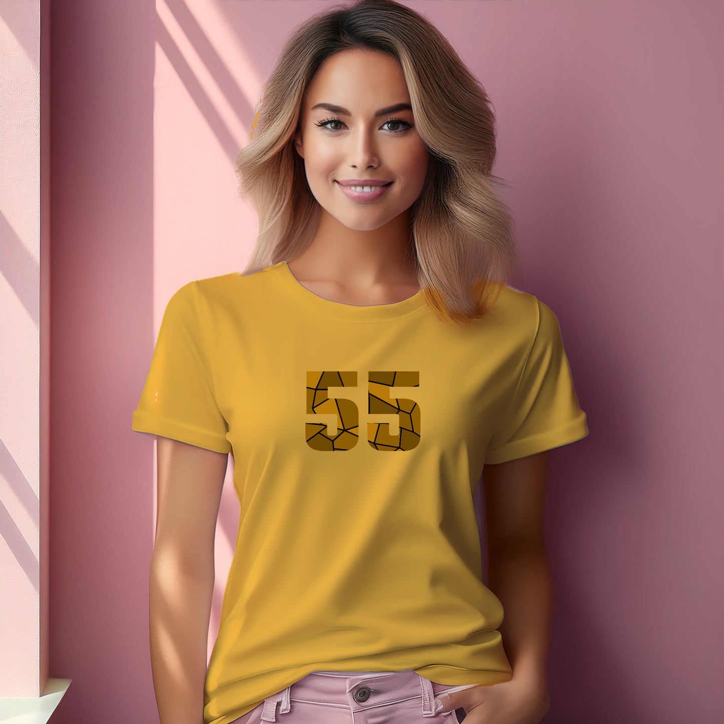 55 Number Women T-Shirt (Golden Yellow)