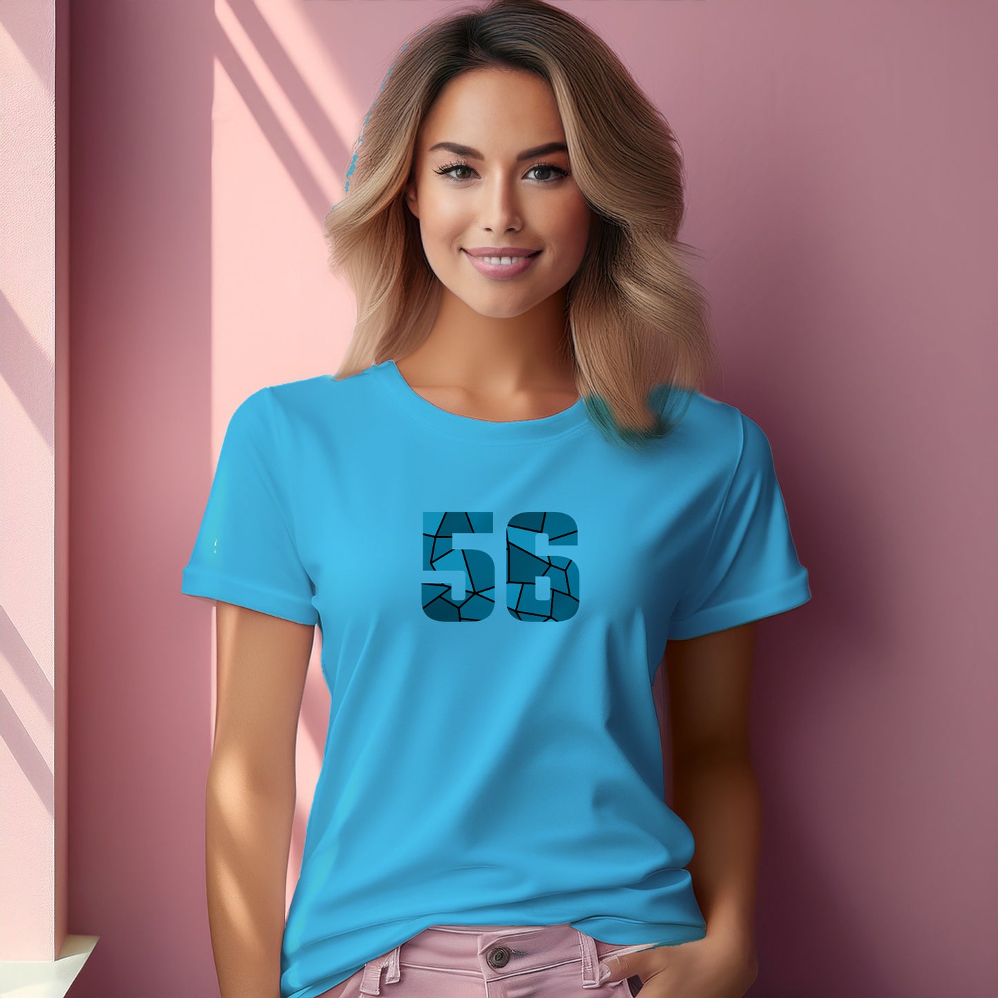 56 Number Women T-Shirt (Sky Blue)