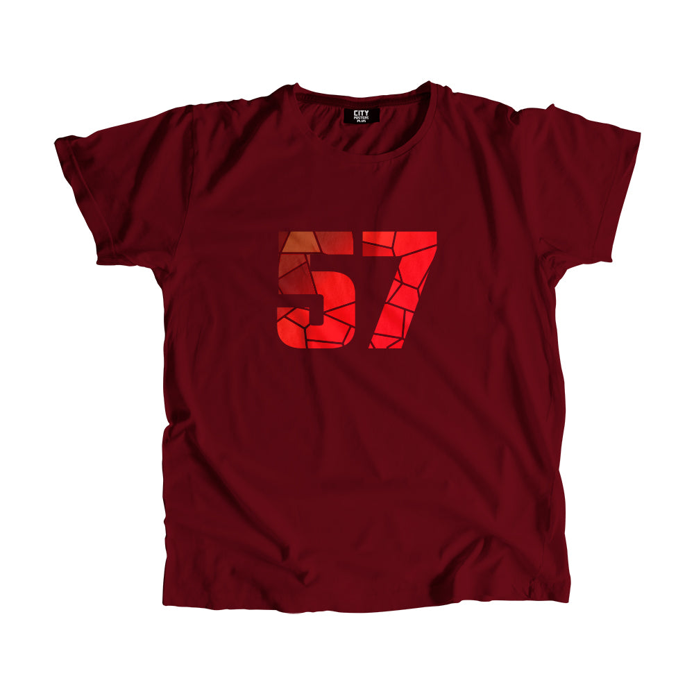 57 Number Men Unisex T-Shirt (Maroon)