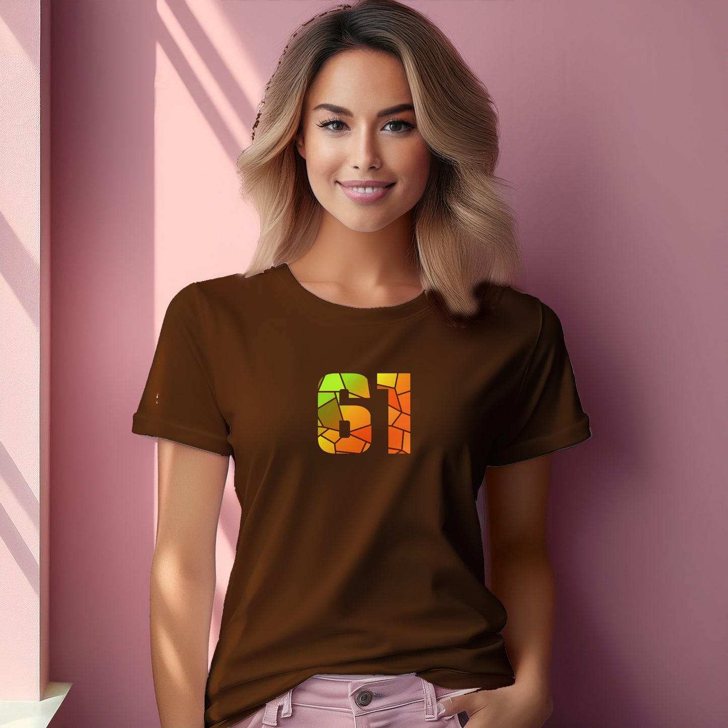 61 Number Women T-Shirt (Brown)