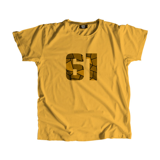 61 Number Men Unisex T-Shirt (Golden Yellow)