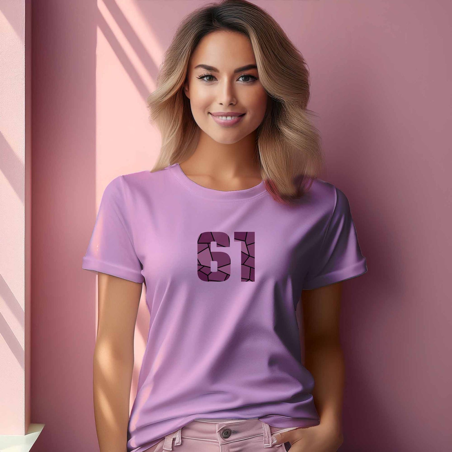 61 Number Women T-Shirt (Light Pink)
