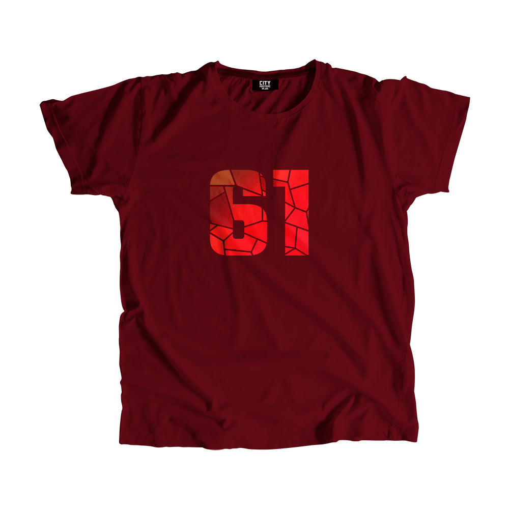 61 Number Men Unisex T-Shirt (Maroon)