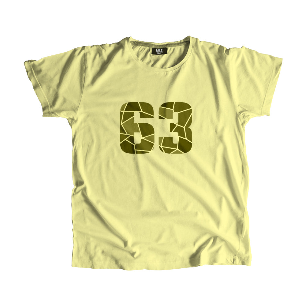 63 Number Men Unisex T-Shirt (Butter Yellow)