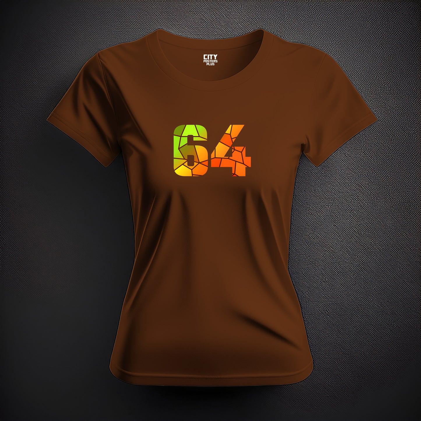 64 Number Women T-Shirt (Brown)