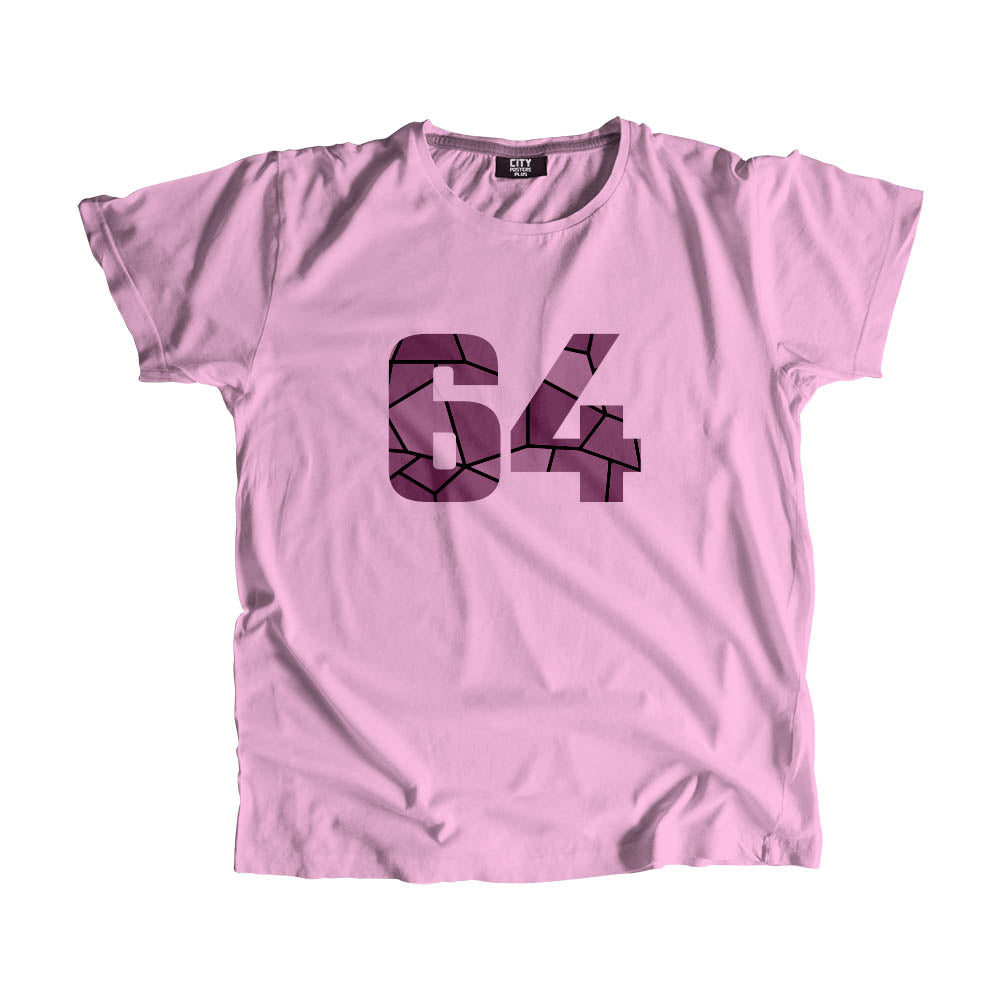 64 Number Men Unisex T-Shirt (Light Pink)