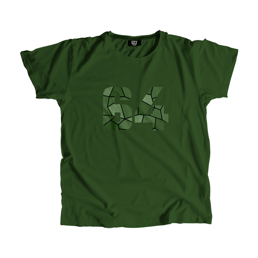 64 Number Men Unisex T-Shirt (Olive Green)