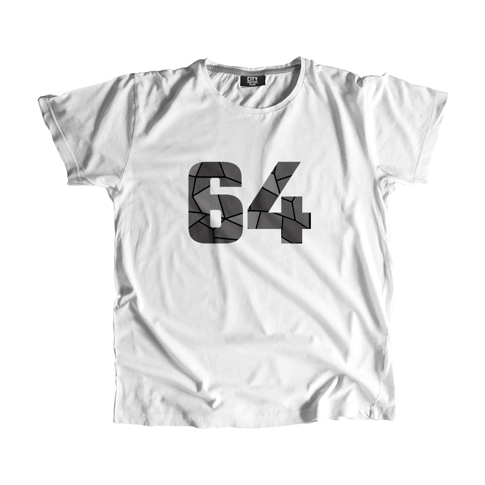 64 Number Men Unisex T-Shirt (White)