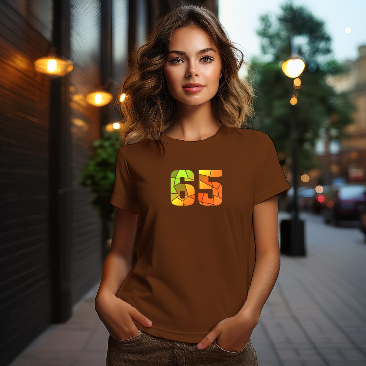 65 Number Women T-Shirt (Brown)