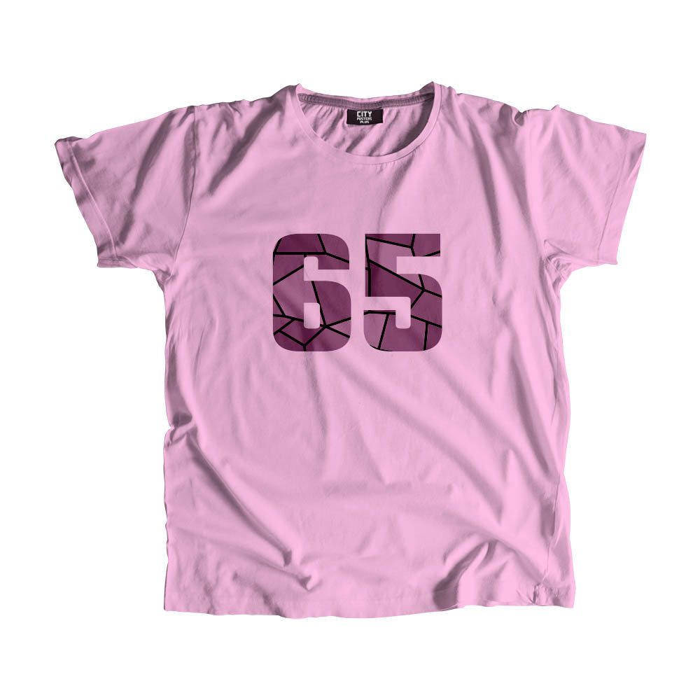 65 Number Men Unisex T-Shirt (Light Pink)