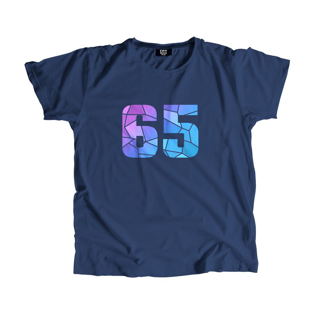 65 Number Men Unisex T-Shirt (Navy Blue)