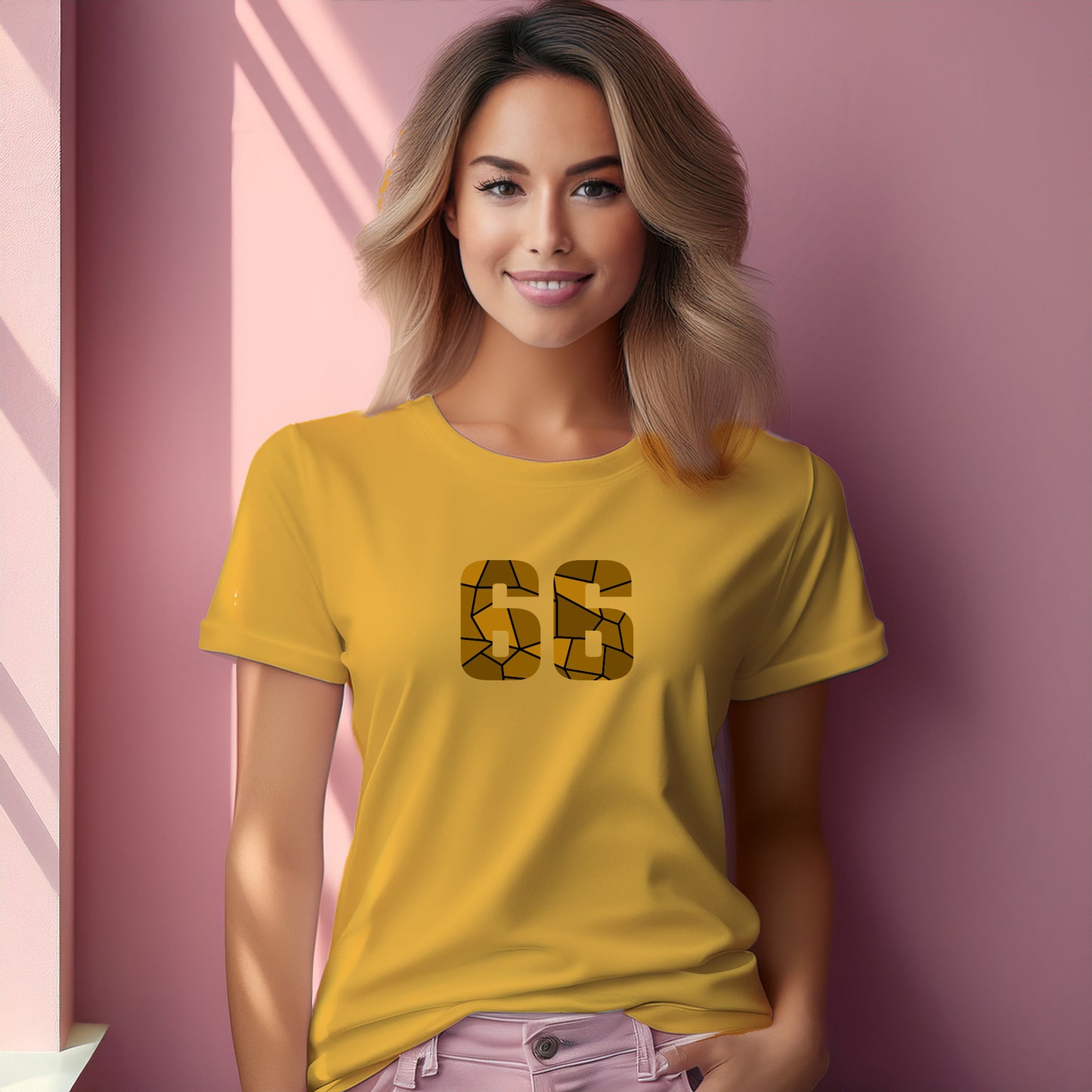 66 Number Women T-Shirt (Golden Yellow)