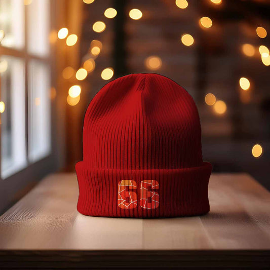 Beanies Plus 66 Number Beanie | Modern Numeric Knit Winter Hat 