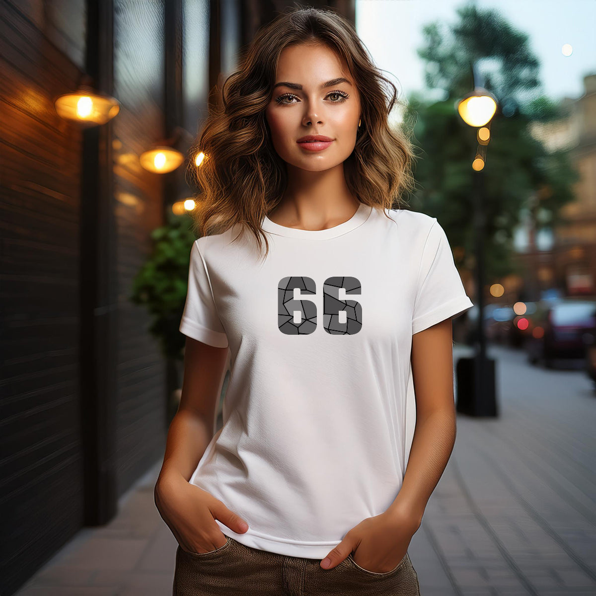 66 Number Women T-Shirt (White)