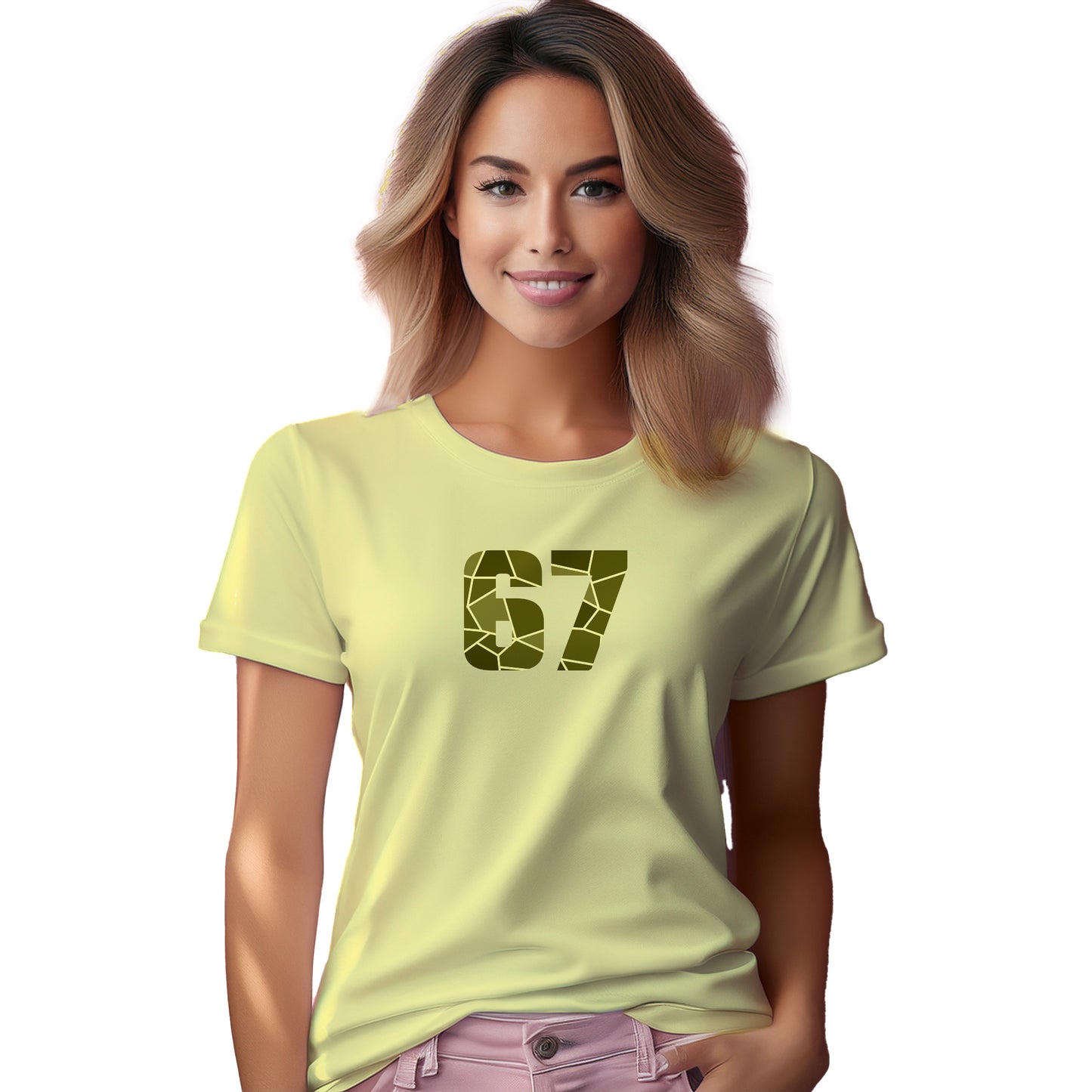 67 Number Women T-Shirt (Butter Yellow)