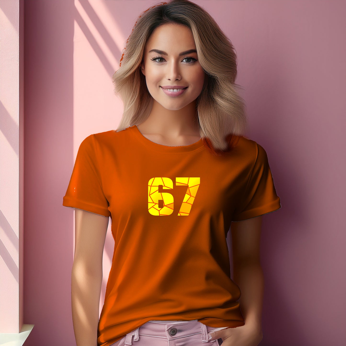 67 Number Women T-Shirt (Orange)