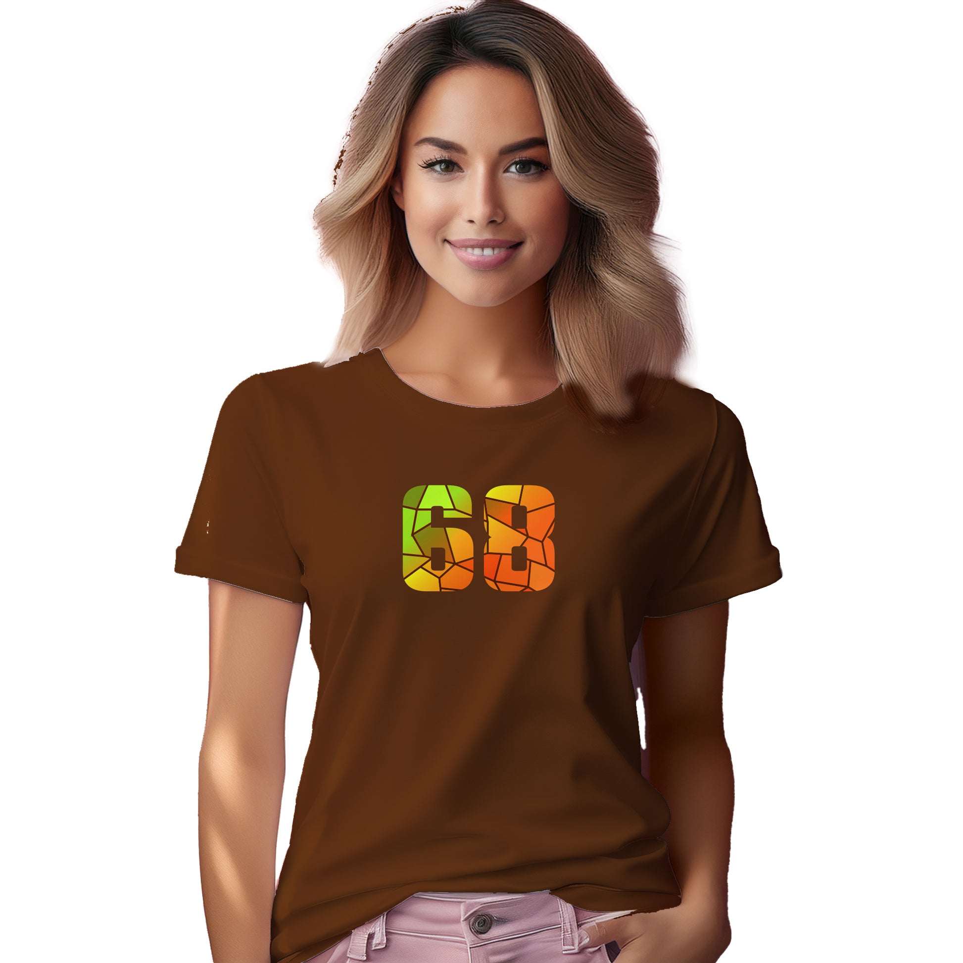 68 Number Women T-Shirt (Brown)