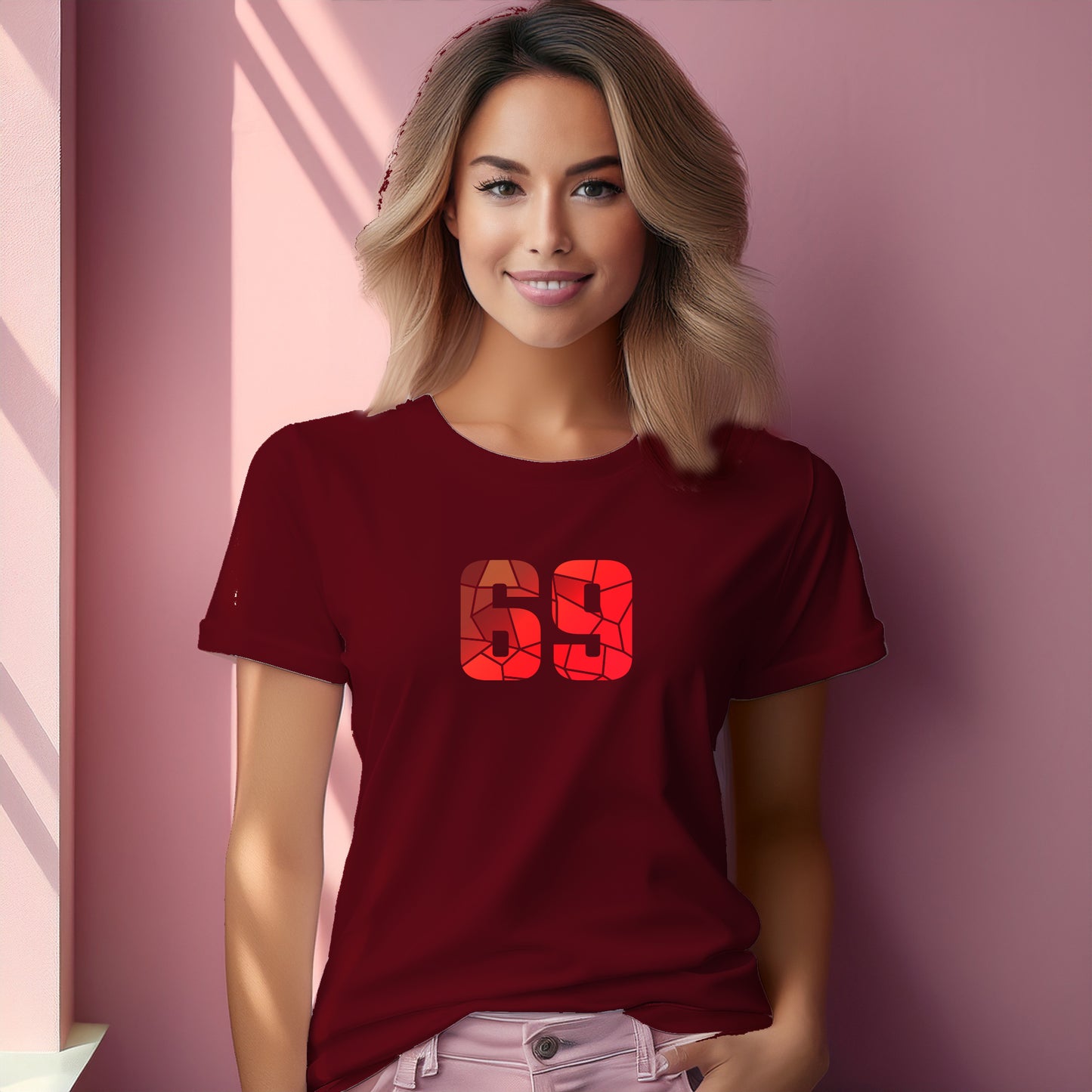 69 Number Women T-Shirt (Maroon)