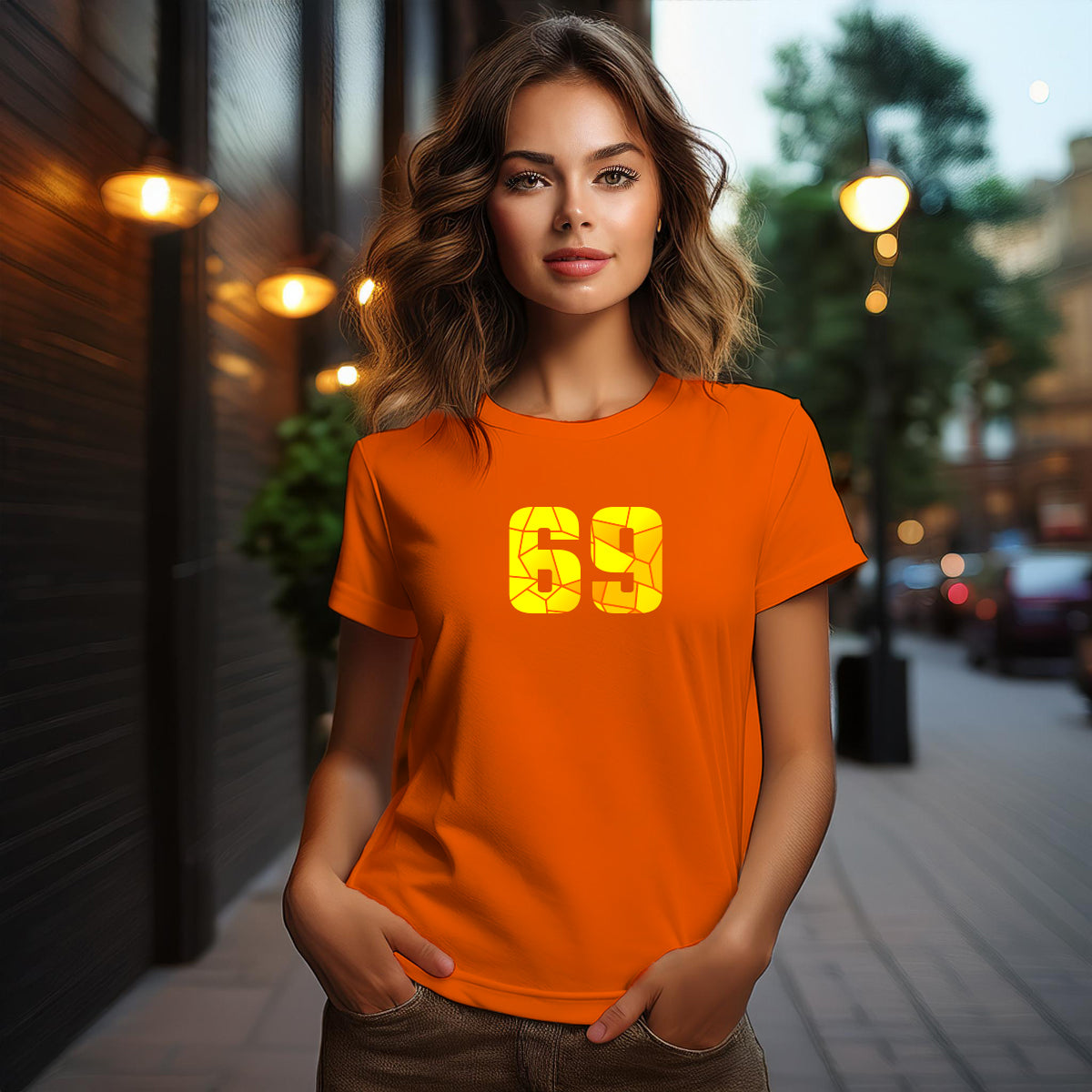 69 Number Women T-Shirt (Orange)