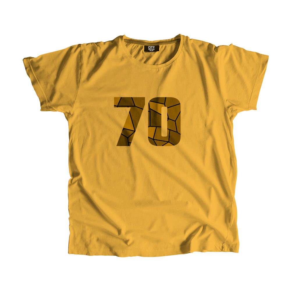 70 Number Men Unisex T-Shirt (Golden Yellow)