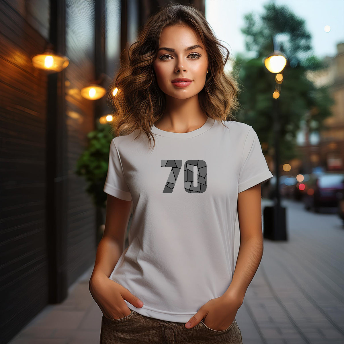 70 Number Women T-Shirt (Melange Grey)