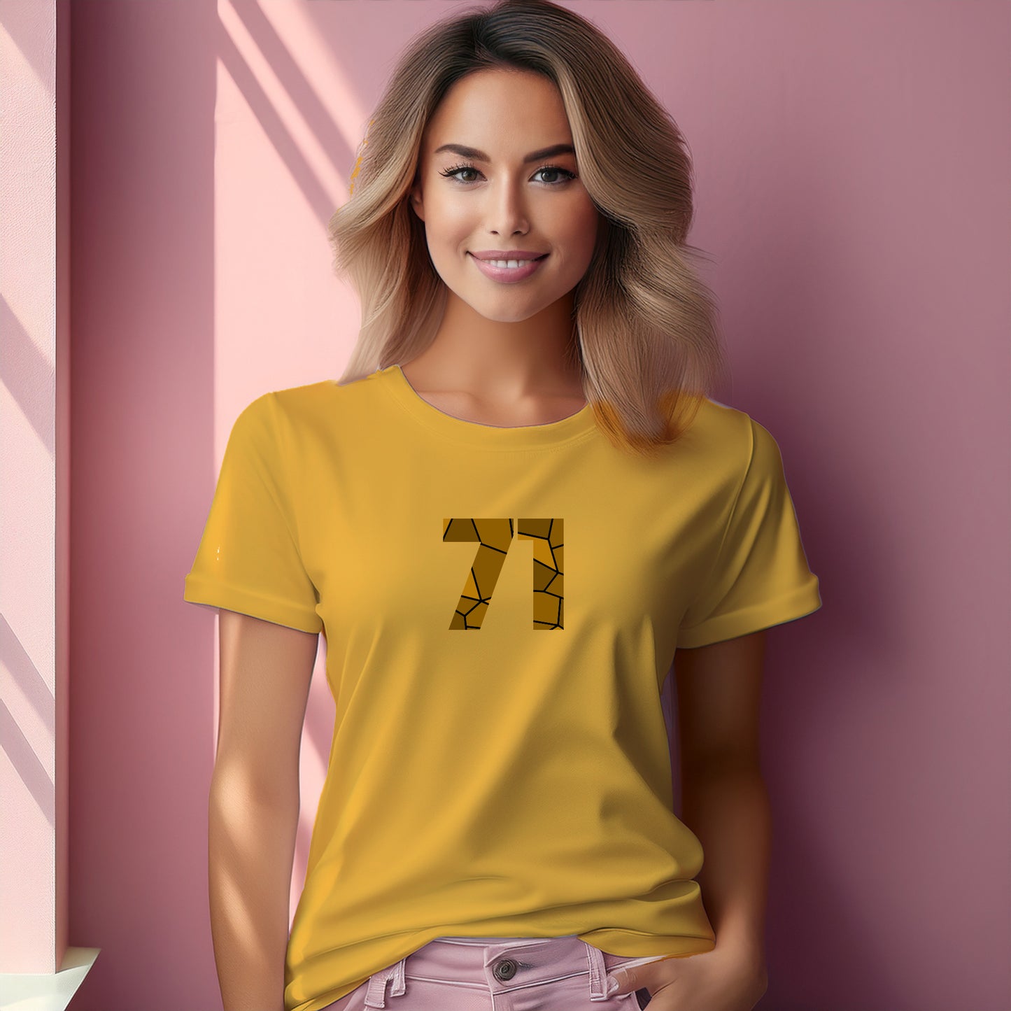 71 Number Women T-Shirt (Golden Yellow)