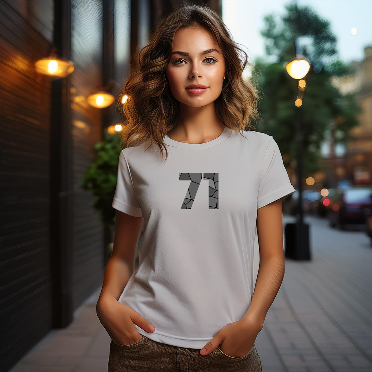71 Number Women T-Shirt (Melange Grey)