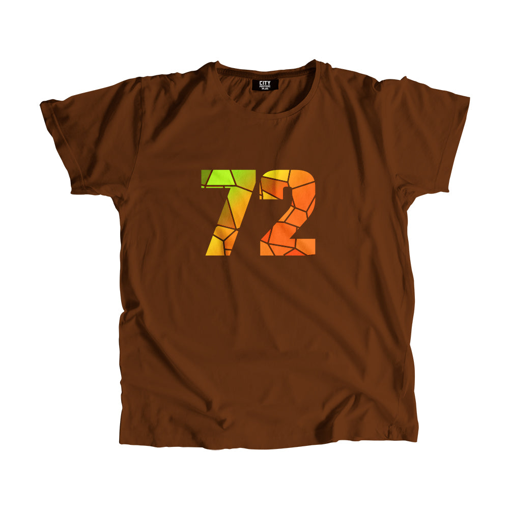 72 Number Men Unisex T-Shirt (Brown)
