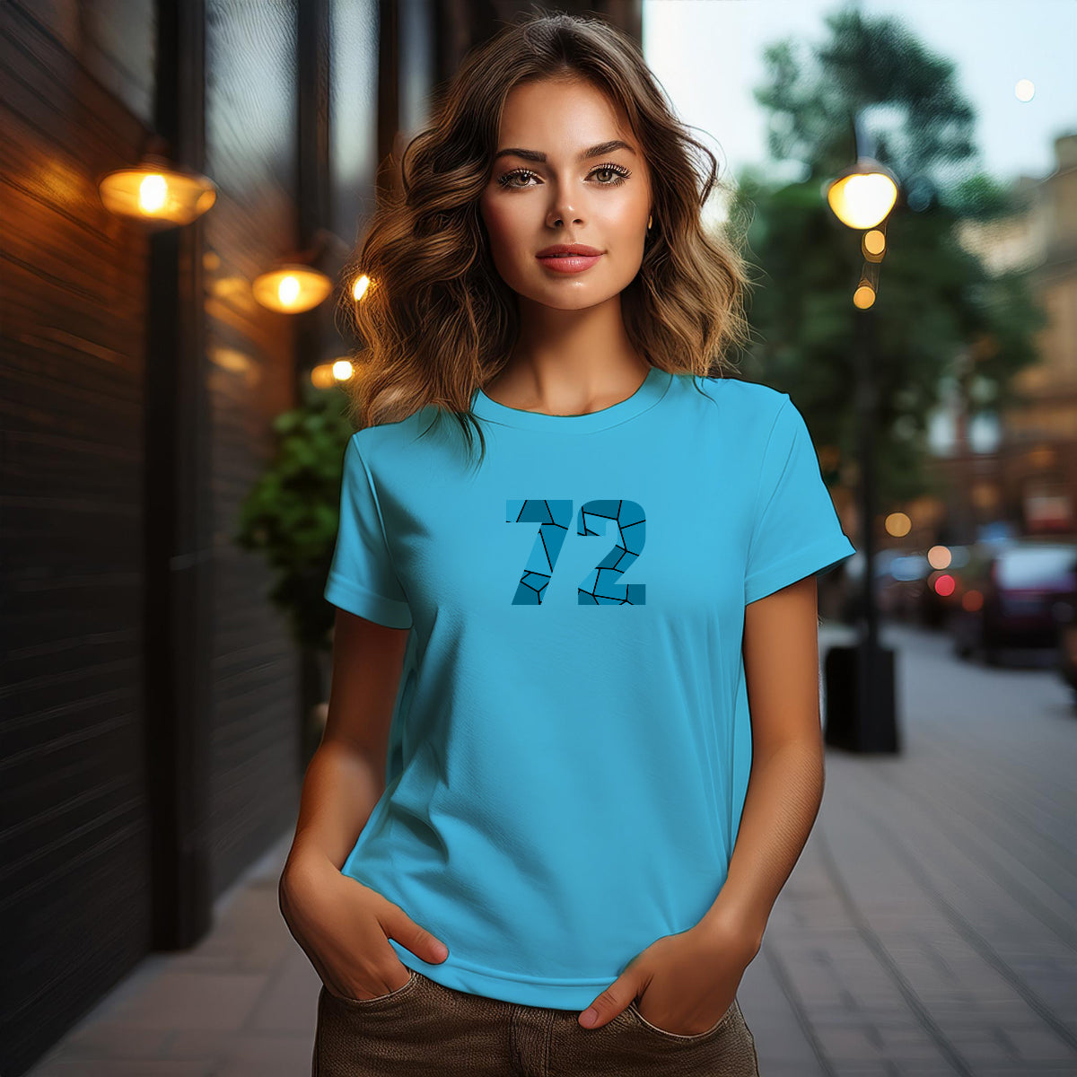 72 Number Women T-Shirt (Sky Blue)