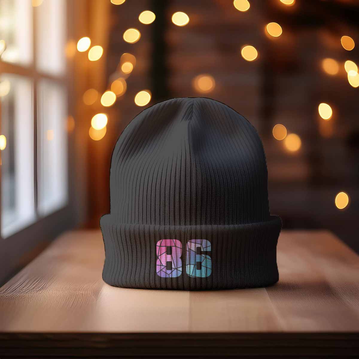 Beanies Plus 86 Number Beanie | Modern Numeric Knit Winter Hat 