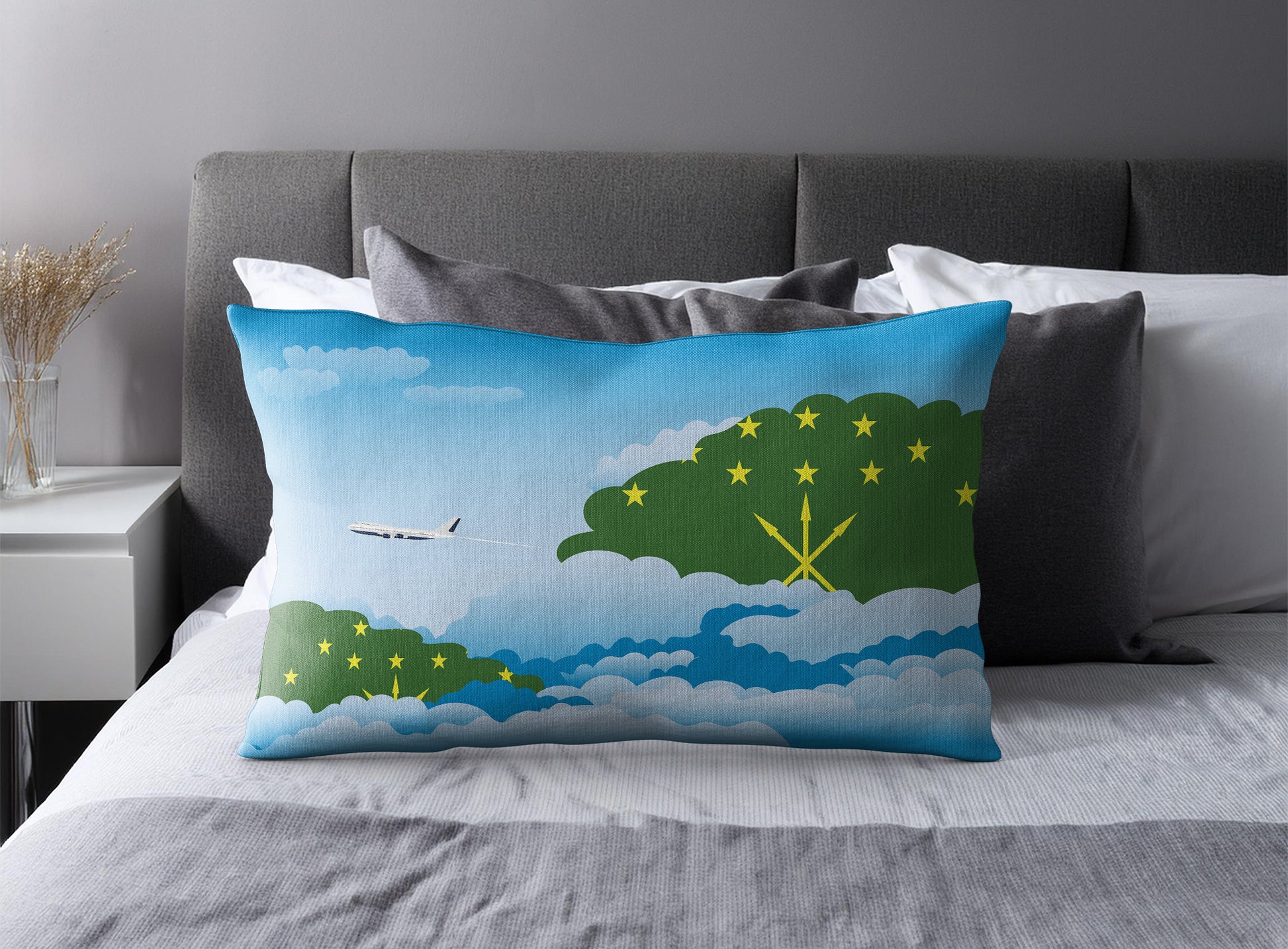 Adygea World Airplane Day Clouds Square & Rectangle Pillow Cases | Aviation Decorative Pillow Covers