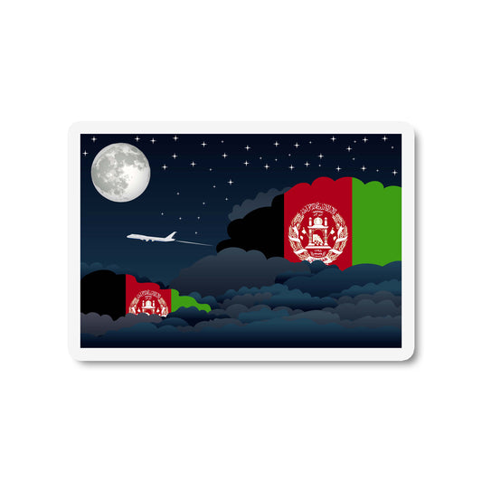Afghanistan Airplane Night Clouds Sticker & Magnet