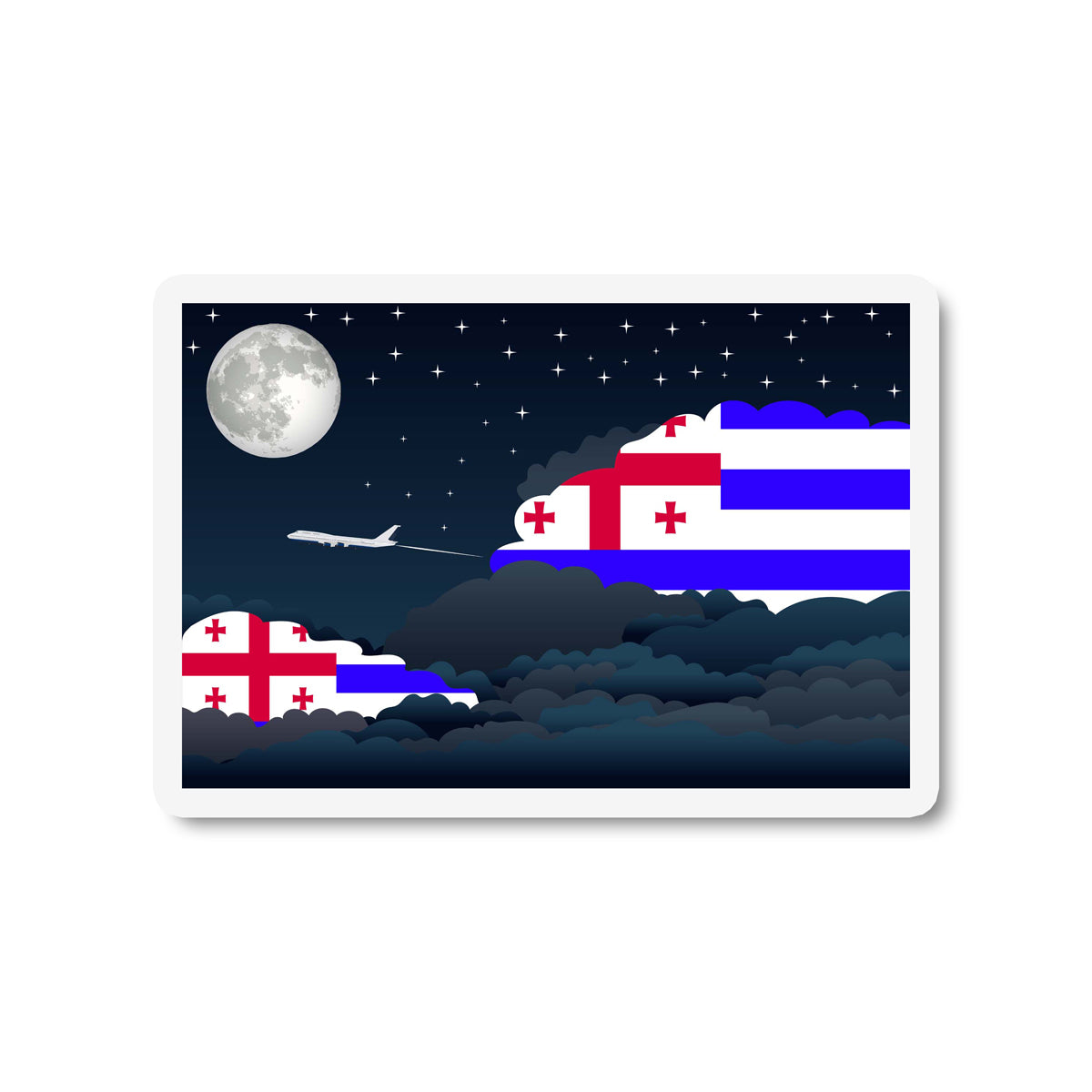 Ajaria Airplane Night Clouds Sticker & Magnet