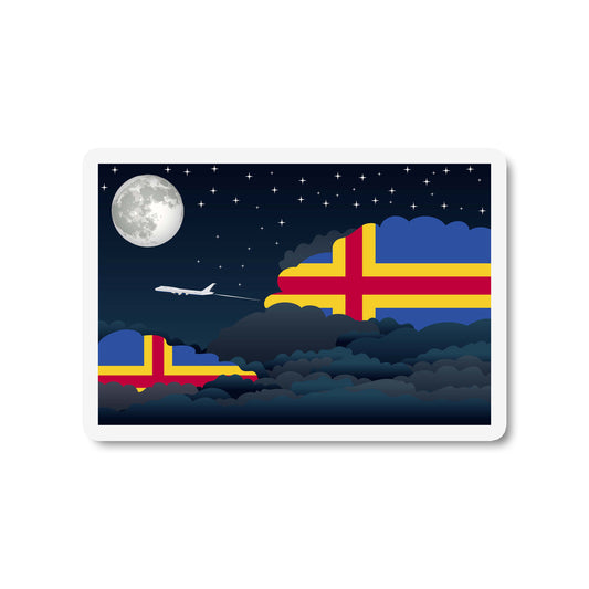 Aland Airplane Night Clouds Sticker & Magnet