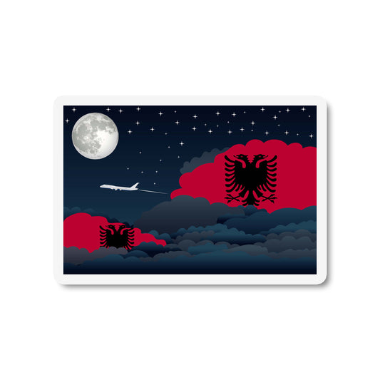 Albania Airplane Night Clouds Sticker & Magnet