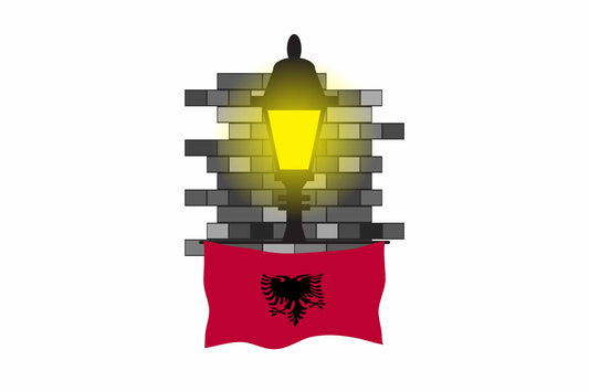 Albania Town Street Lamp Bricks Sticker & Magnet