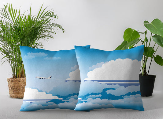 Altai Republic World Airplane Day Clouds Square & Rectangle Pillow Cases | Aviation Decorative Pillow Covers