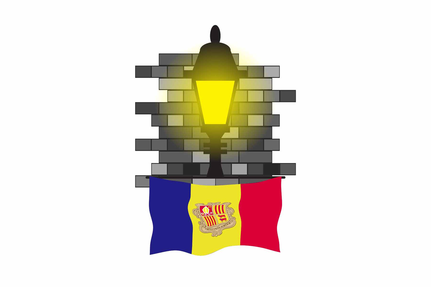 Andorra Town Street Lamp Bricks Sticker & Magnet