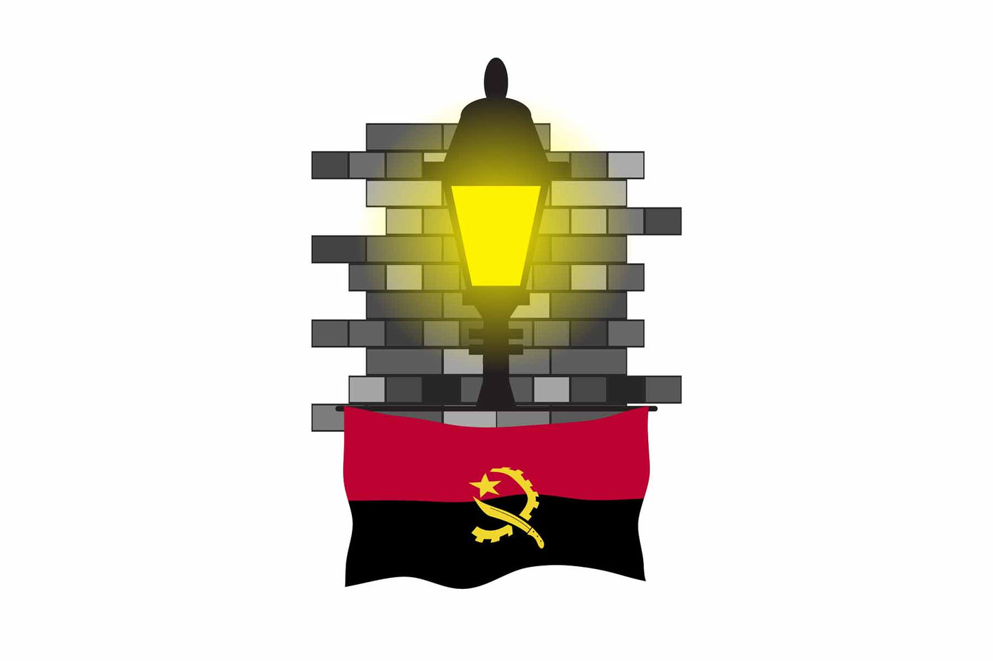 Angola Town Street Lamp Bricks Sticker & Magnet