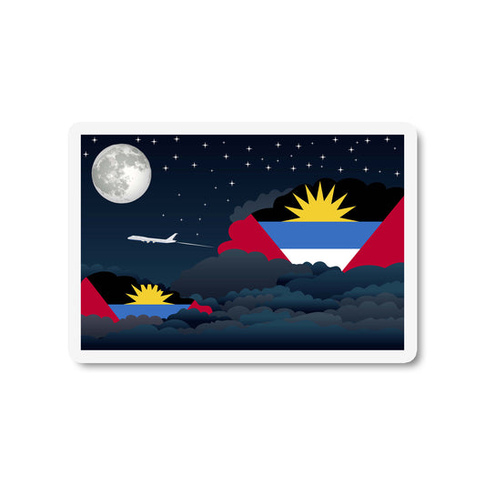 Antigua and Barbuda Airplane Night Clouds Sticker & Magnet