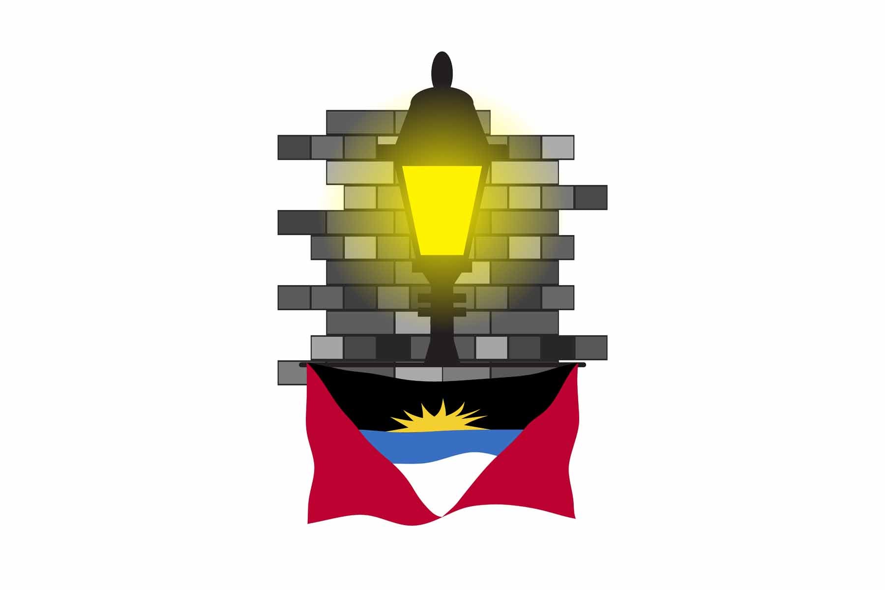 Antigua and Barbuda Town Street Lamp Bricks Sticker & Magnet