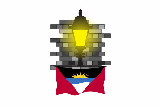 Antigua and Barbuda Town Street Lamp Bricks Sticker & Magnet