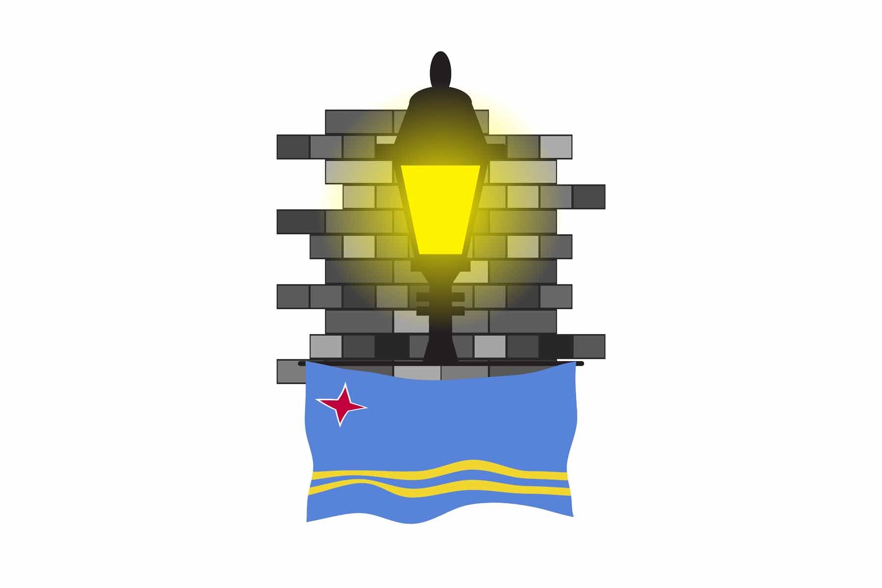 Aruba Town Street Lamp Bricks Sticker & Magnet