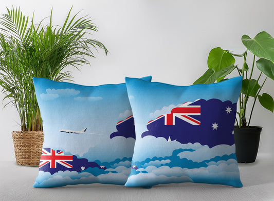 Australia World Airplane Day Clouds Square & Rectangle Pillow Cases | Aviation Decorative Pillow Covers
