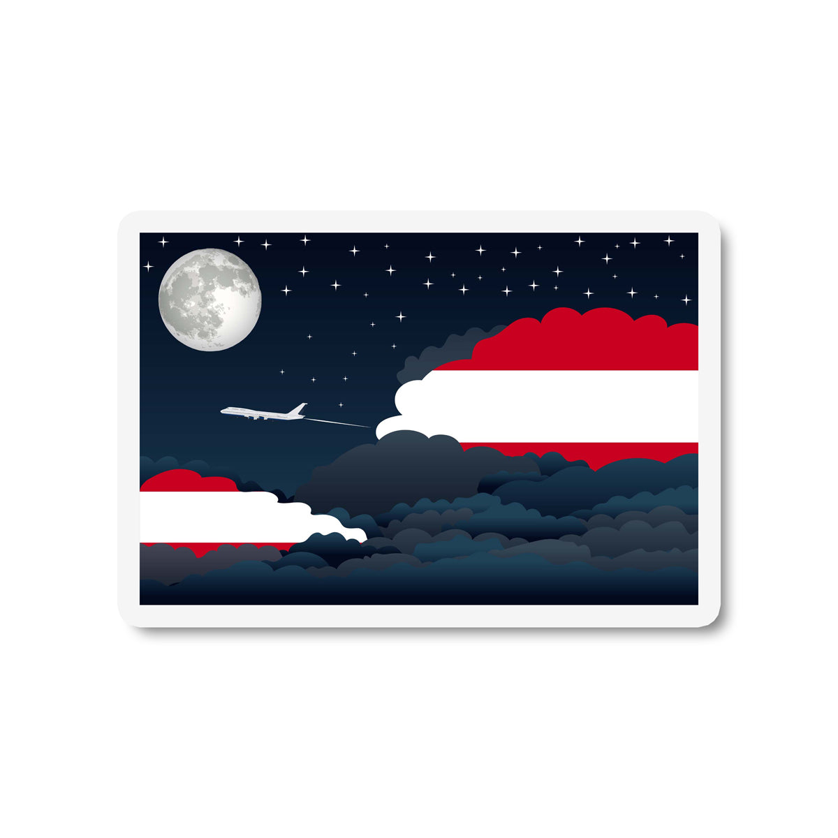 Austria Airplane Night Clouds Sticker & Magnet